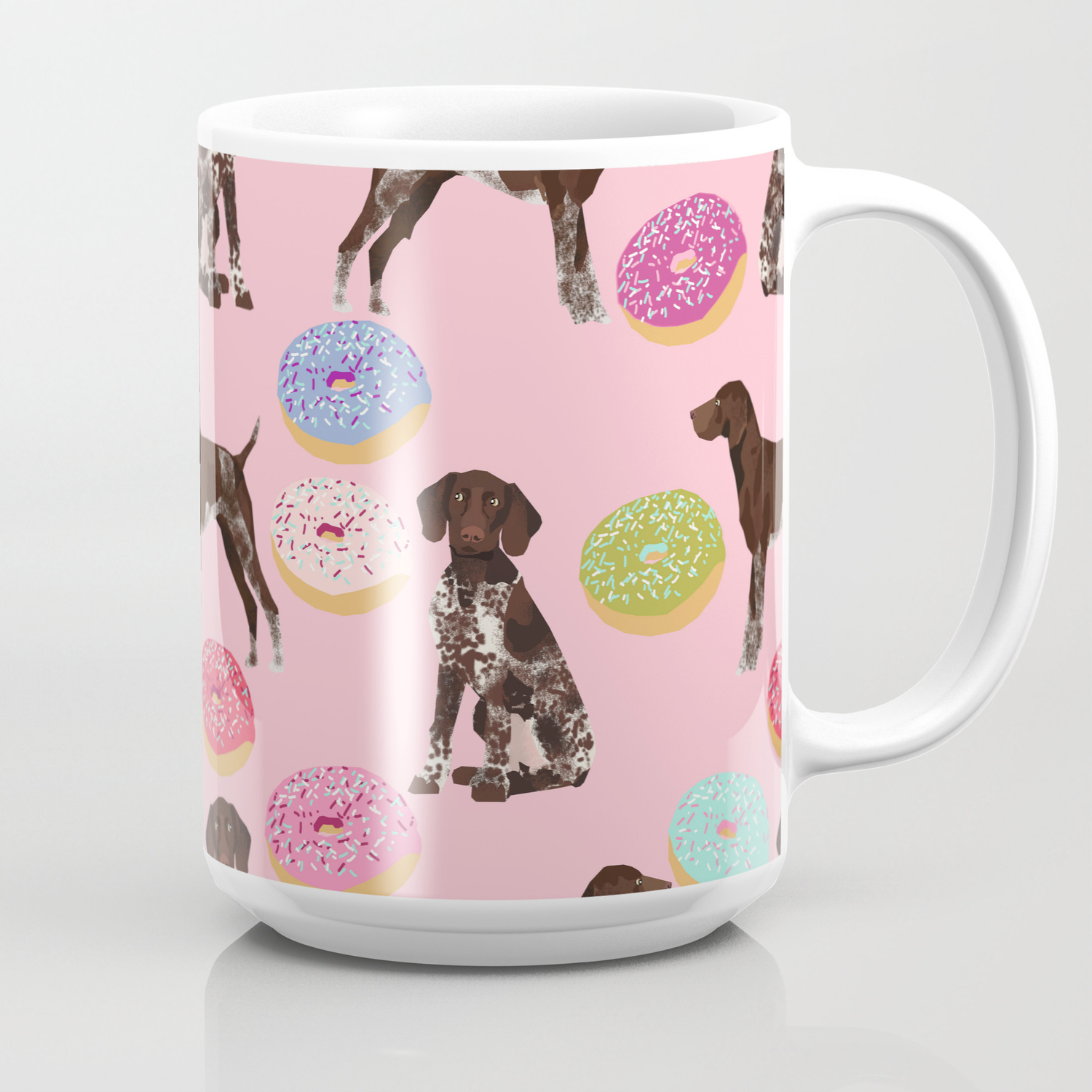German Shorthair Pointer Pink Donuts Dog Breed Art Work Pet
