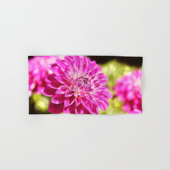 Pink dahlia on shiny day Hand & Bath Towel