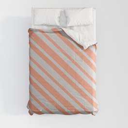 [ Thumbnail: Light Gray & Dark Salmon Colored Lines/Stripes Pattern Comforter ]
