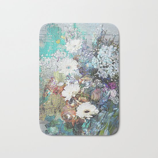 Shabby Chic impressionistic colorful floral Bath Mat