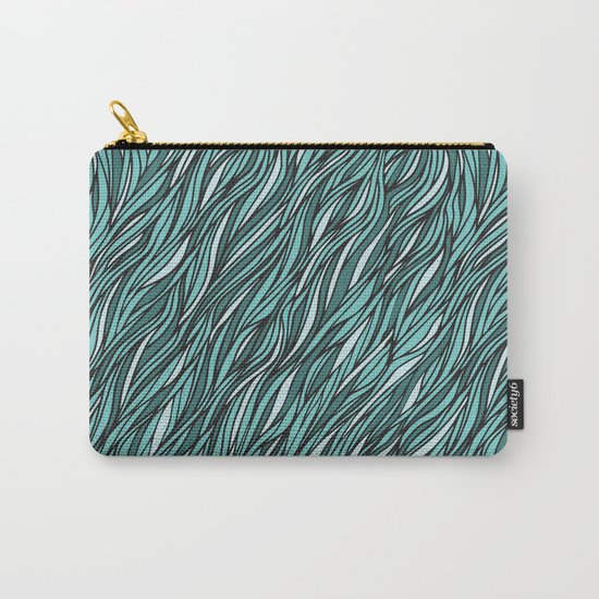 Cyan wave pattern Carry-All Pouch