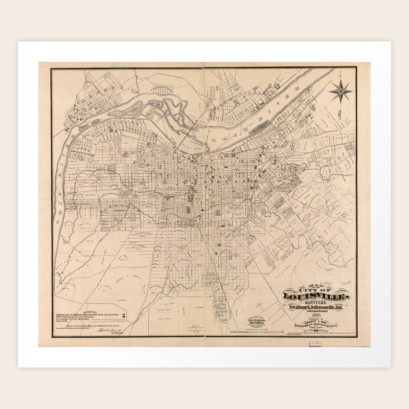 Vintage Map of Louisville Kentucky (1873) Art Print by ...