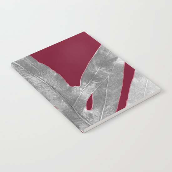 Green Fern on Burgundy Wine Notebook
