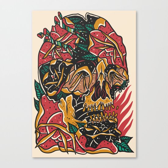 Roses Skull Canvas Print