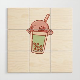Funny Blobfish Snacks Cute Kawaii Aesthetic Wood Wall Art