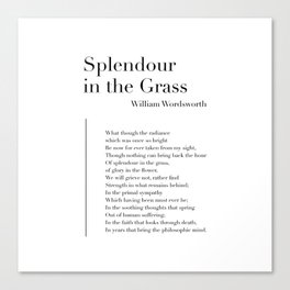 Splendour in the Grass by William Wordsworth Canvas Print