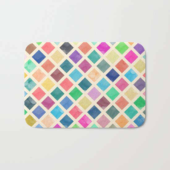 Watercolor geometric pattern Bath Mat