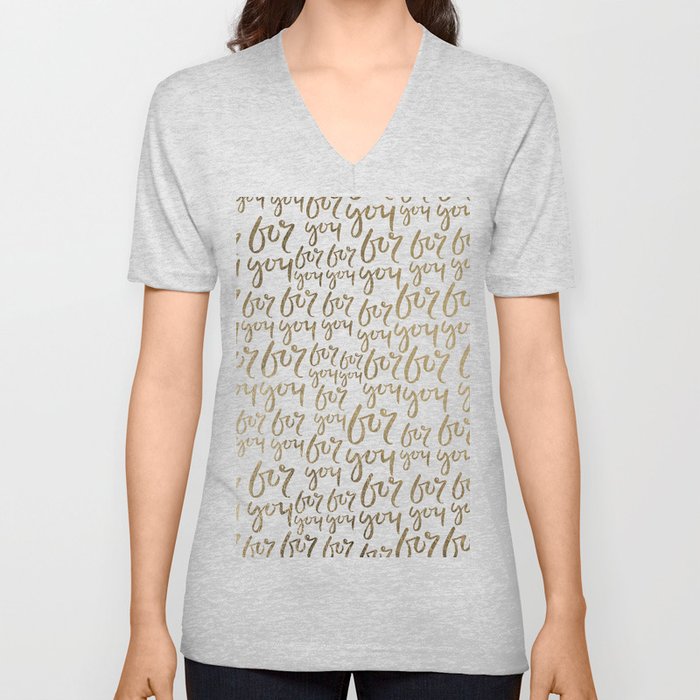 Modern faux gold white minimalist for you typography V Neck T Shirt