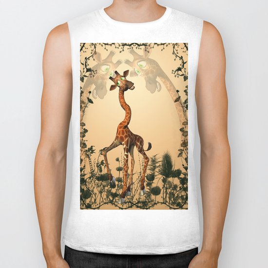 Funny giraffe Biker Tank