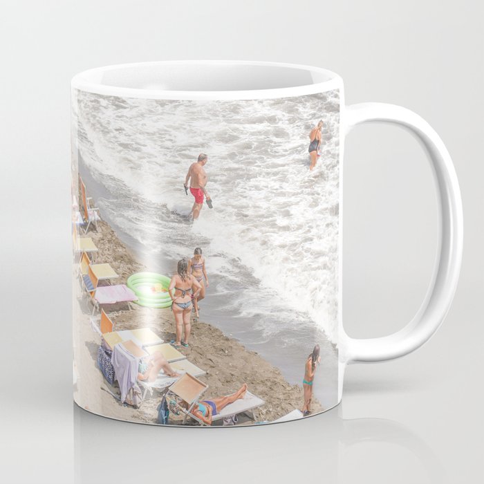 Italian Beach Day in Posillipo, Naples | Summer by the Coast Art Print in Pastel Color | Italy Travel Photography Coffee Mug