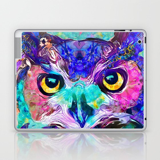 Colorful Bird Nature Art - Wild Owl Laptop & iPad Skin