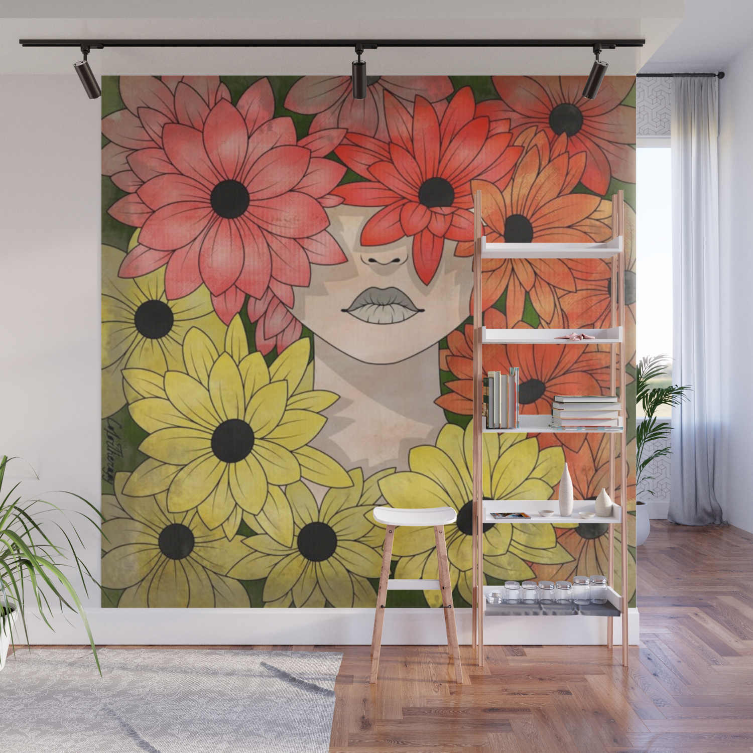 Flower Garden Girl Wall Mural By Expressionart Society6