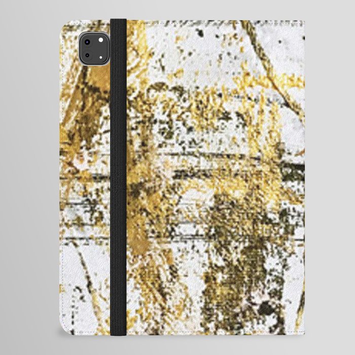 Armor [11]: a bold, elegant abstract mixed media piece in gold pink black and white iPad Folio Case