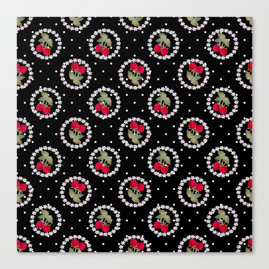 Floral pattern retro . Strawberry. Canvas Print