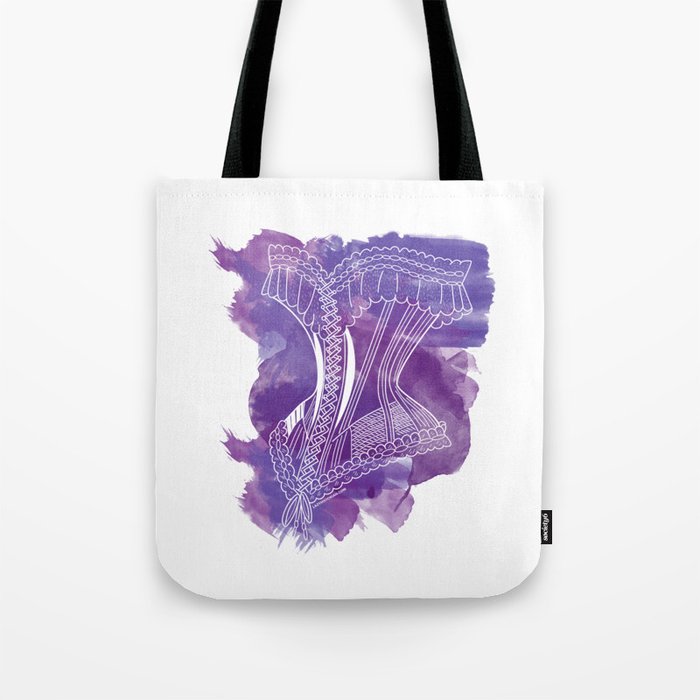 French Corset on Purple Tote Bag