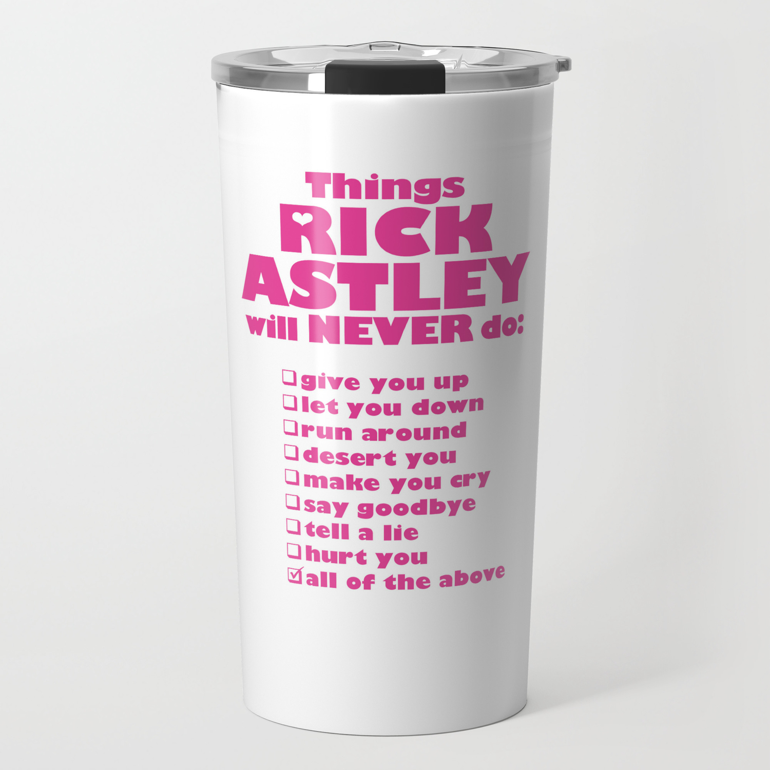 Rick Astley Never Gonna Give You Up Travel Mug By Raincityprints Society6
