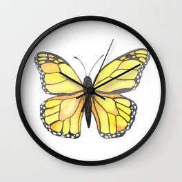 Monarch Butterfly - Yellow Wall Clock