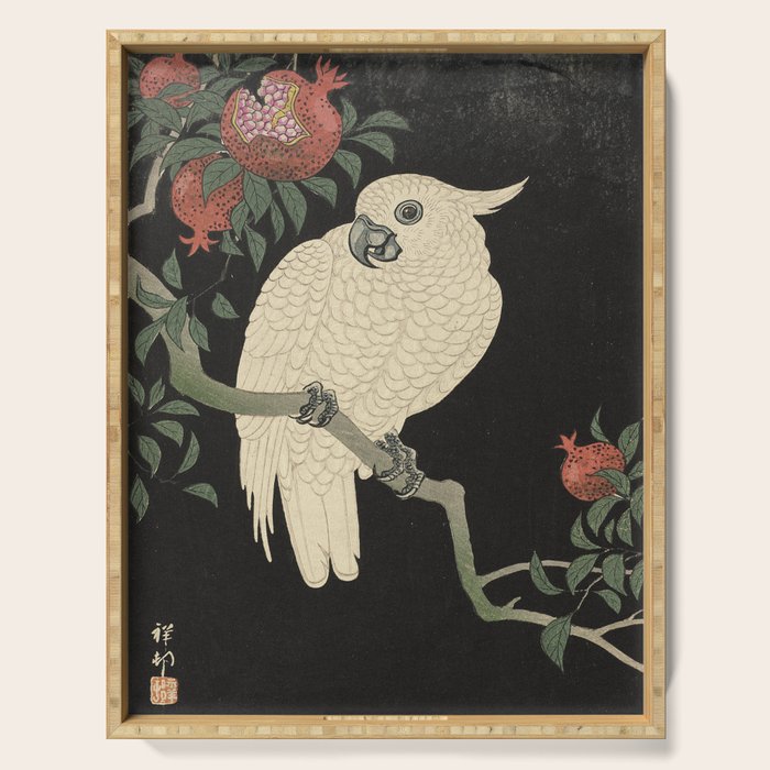 Cockatoo And Pomegranate 柘榴に鸚鵡 Serving Tray By Vickybragomitchell Society6
