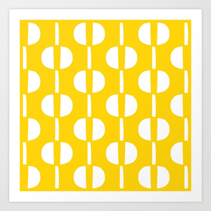 Retro Vintage Style Geometric Pattern 460 Yellow Art Print