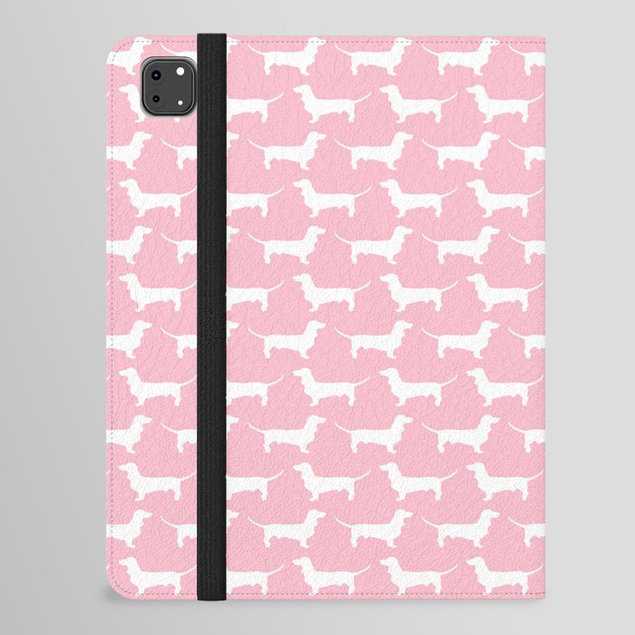 Pink Dachshund Silhouette Pattern iPad Folio Case
