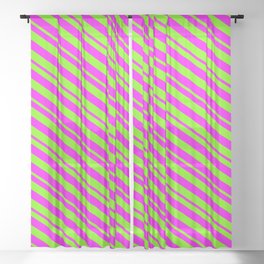 [ Thumbnail: Fuchsia and Green Colored Striped/Lined Pattern Sheer Curtain ]