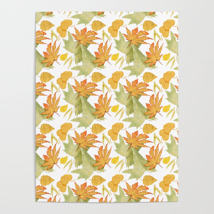 Autumn Leaves In Pattern Poster