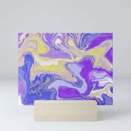 Purple Blue Yellow Liquify Pattern Mini Art Print