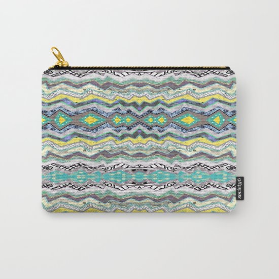Teal Yellow White Midnight Aztec Carry-All Pouch