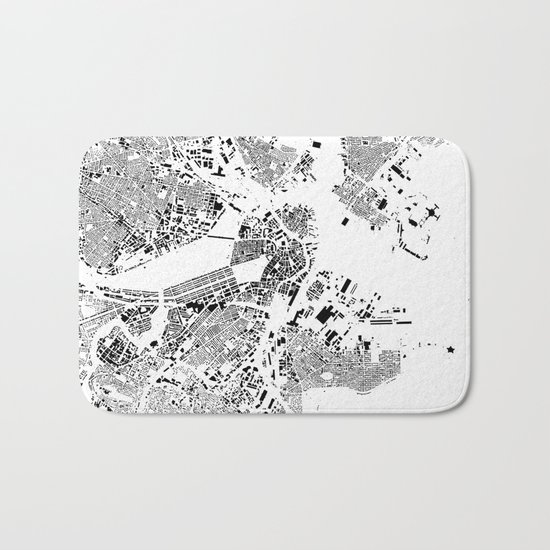 Boston Map Schwarzplan Only Buildings Bath Mat