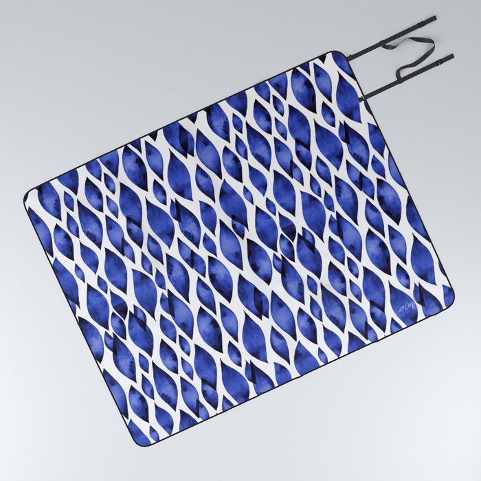 Leaf Drips – Navy Picnic Blanket