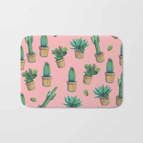 cactus pink water color Bath Mat
