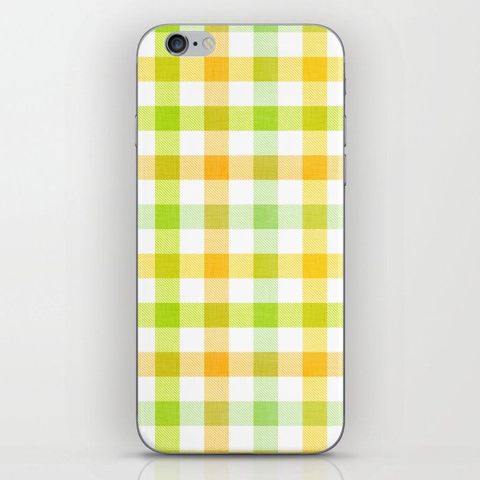 Summer Plaid Lime Green Yellow Gingham iPhone Skin