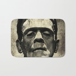 Frankenstein Grunge Bath Mat | Graphicdesign, Vintage, Pop Surrealism, Scary, Mixed Media 