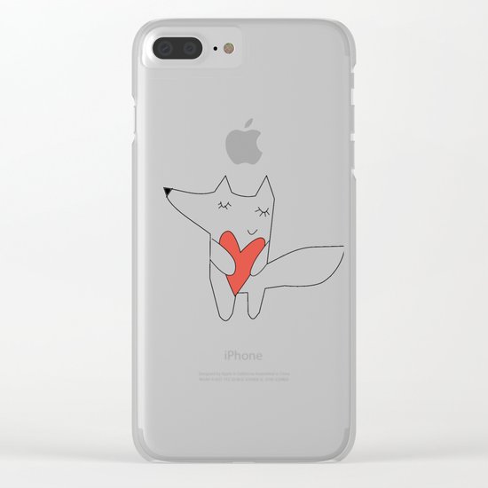 Fox in love blue Clear iPhone Case