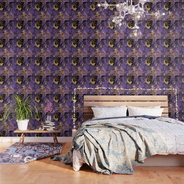 Ultra Violet Gold Marble Metallic Foil Wallpaper By