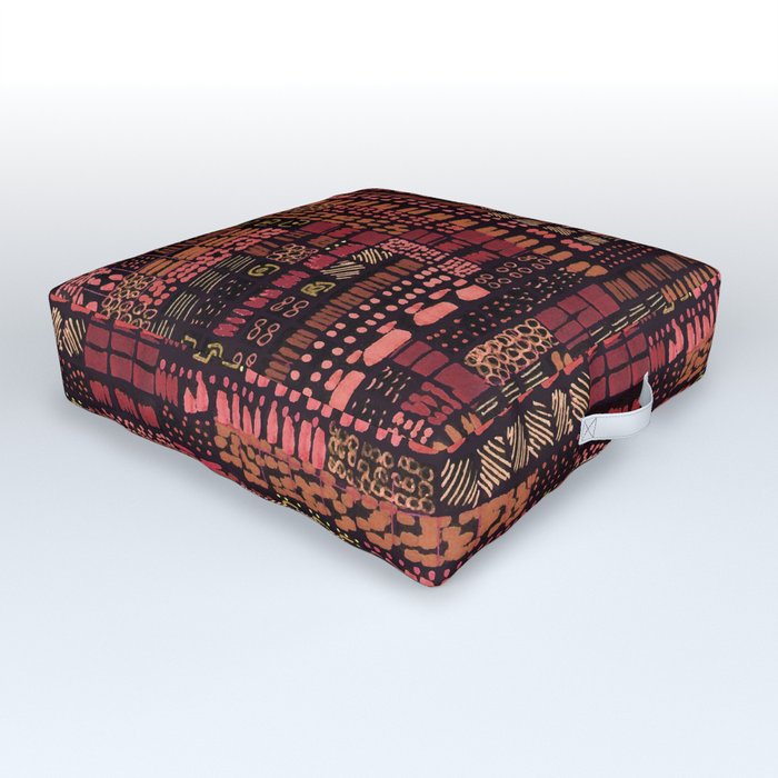 black and red orange ink marks hand-drawn collection Outdoor Floor Cushion