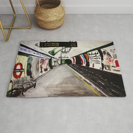London Underground Goodge Street Rug | Londonartwork, Tubestation, England, Techgift, Giftidea, Painting, Goodgestreet, Subwaystation, London, Travel 