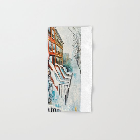 Brooklyn New York In Snow Storm Hand & Bath Towel