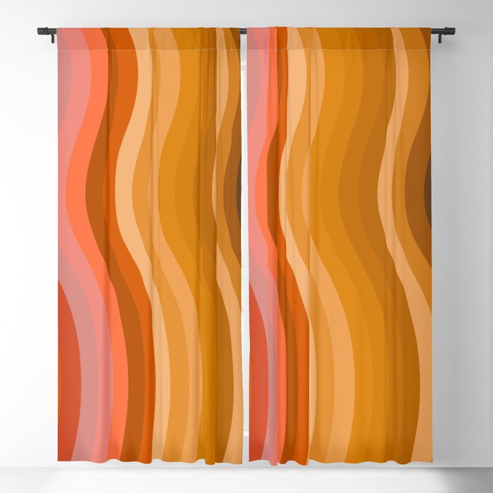 Groovy Wavy Lines in Retro 70s Colors Blackout Curtain