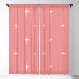  Christmas Faux Rose Gold Foil Star in Deep Pink Blackout Curtain