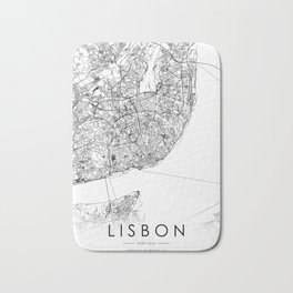 Lisbon City Map Portugal White and Black Bath Mat | Simple, Lisbon, Graphicdesign, Portugal, Graphic, Ink, Modern, Abstract, Vector, Black And White 