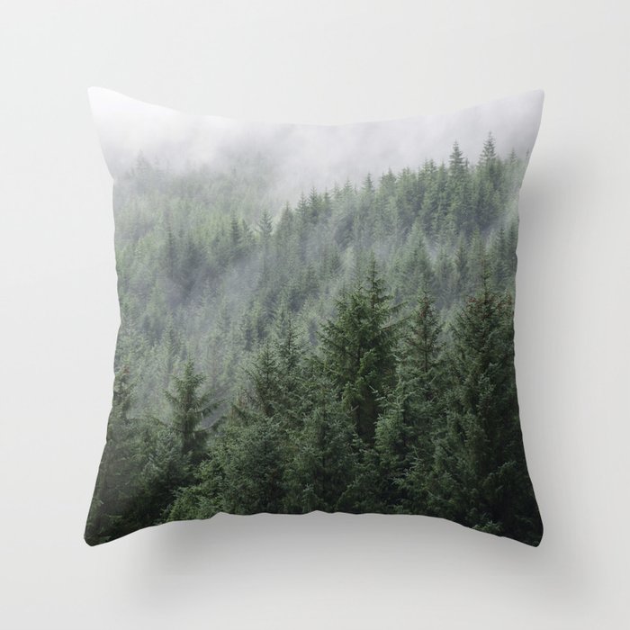 Fog Forest Throw Pillow