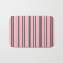 [ Thumbnail: Dim Gray & Light Pink Colored Stripes Pattern Bath Mat ]