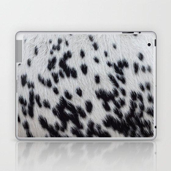 Black and White Cow Skin Print Pattern Modern, Cowhide Faux Leather Laptop & iPad Skin