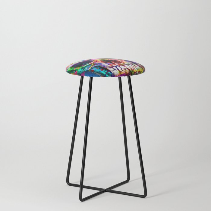 abstract colorful background with colorful skull Counter Stool