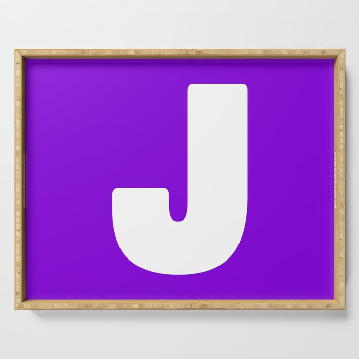 J (White & Violet Letter) Serving Tray