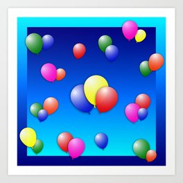 Balloon Fun Art Print | Digital, Graphicdesign, Colorful, Pattern, Illustration, Balloon, Child, Kids, Surprise, Holiday 