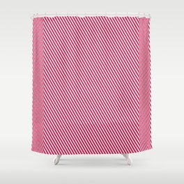 [ Thumbnail: Lavender and Crimson Colored Lined/Striped Pattern Shower Curtain ]