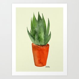 Plant in pot - green palette Art Print