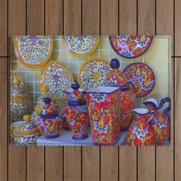 Spain Photography - Spanish Art On Plates And Vases Outdoor Rug